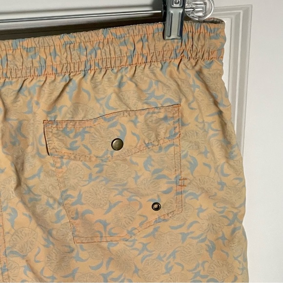 Billy Reid Men's Orange/ Blue Print Swim Trunks Shorts - 35602 - Picture 7 of 11